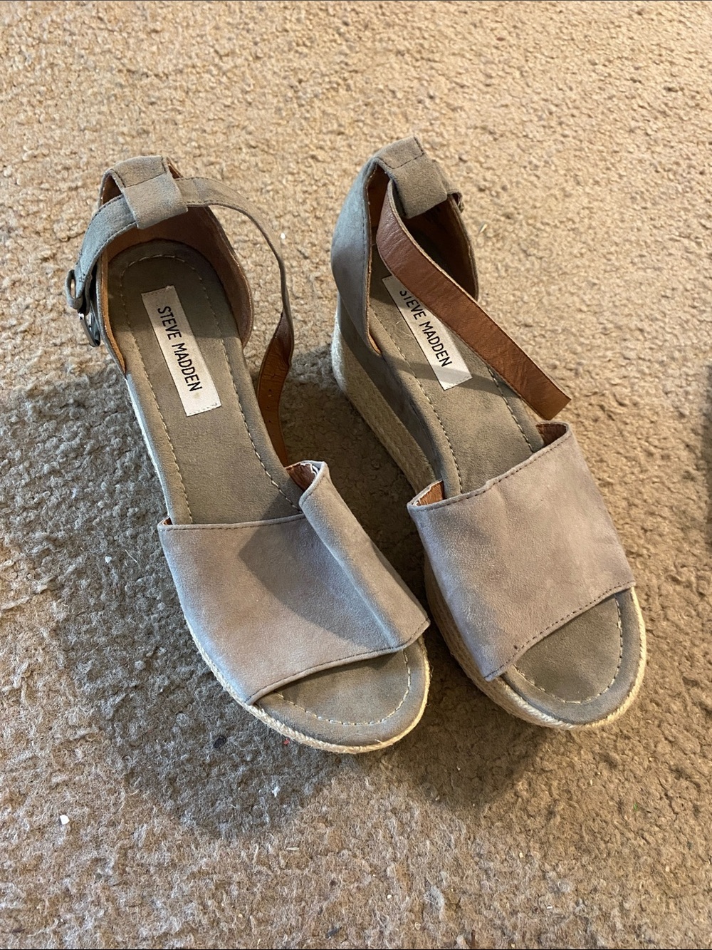Steve Madden Taupe Suede Espadrille Wedge Sandals